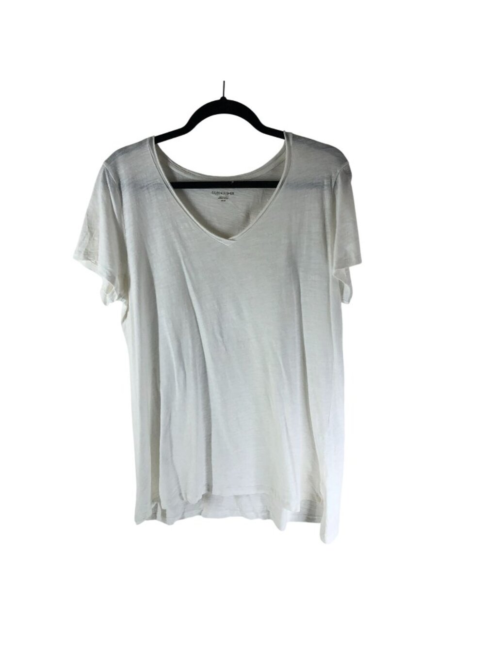 Eileen Fisher White Organic Cotton Slub Knit V-Neck Short Sleeve T-Shirt M